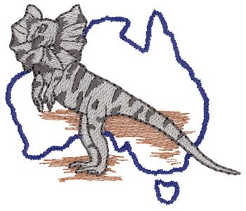 Australia & Frill Lizard Machine Embroidery Design