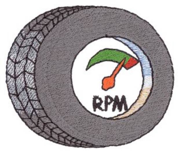 Picture of RPM Gauge & Tire Machine Embroidery Design