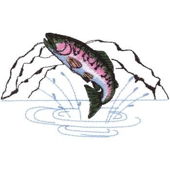 Small Trout & Mountains Machine Embroidery Design