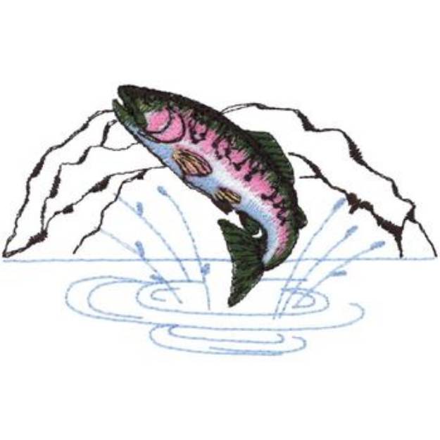 Picture of Small Trout & Mountains Machine Embroidery Design