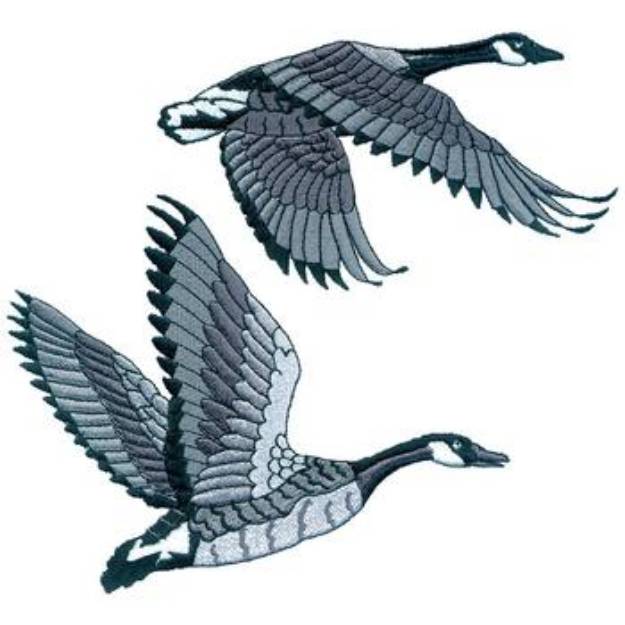 Picture of Two Geese In Flight Machine Embroidery Design