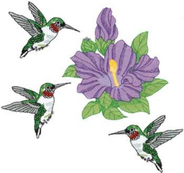Picture of Hummingbirds W/ Flower Machine Embroidery Design