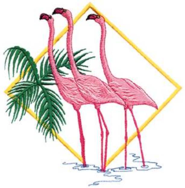 Picture of Flamingos Scene Machine Embroidery Design