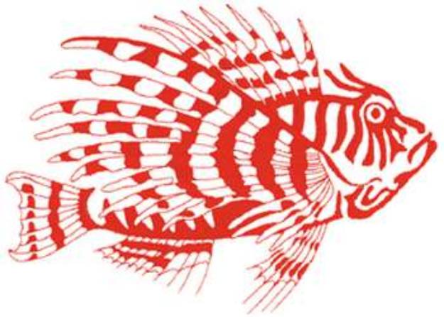 Picture of Lion Fish Outline Machine Embroidery Design