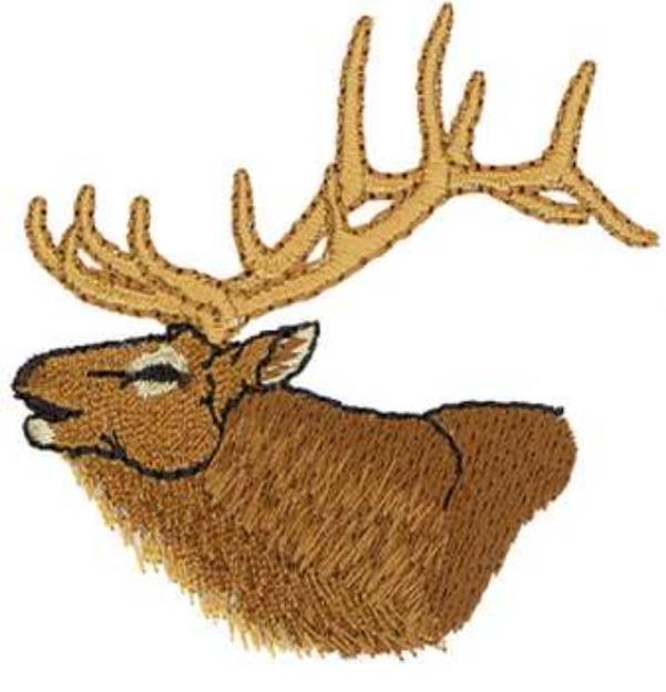 Picture of Small Elk Head Machine Embroidery Design