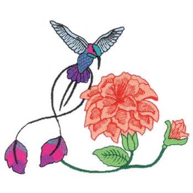 Picture of Racket Tail Hummingbird Machine Embroidery Design