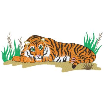 Tiger In Grass Machine Embroidery Design