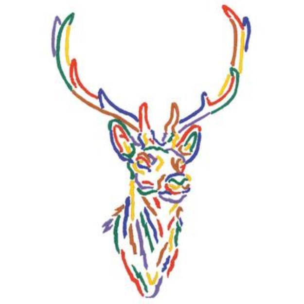Picture of Large Elk Head Outline Machine Embroidery Design