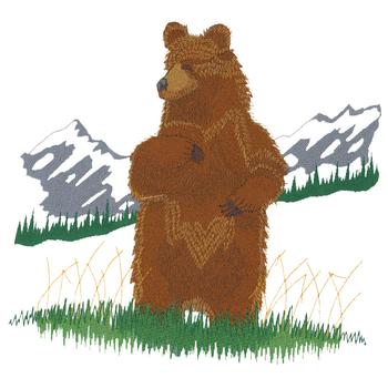 Large Standing Grizzly Machine Embroidery Design