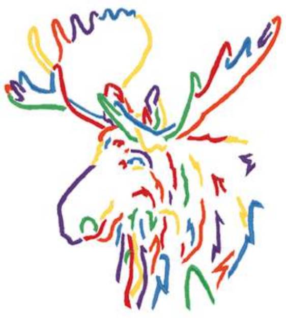 Picture of Large Moose Head Outline Machine Embroidery Design