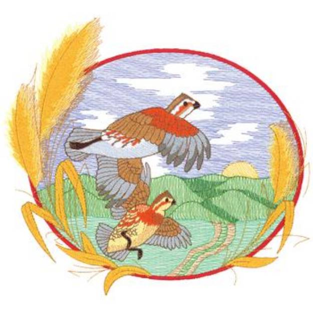 Picture of Quail In Flight Machine Embroidery Design