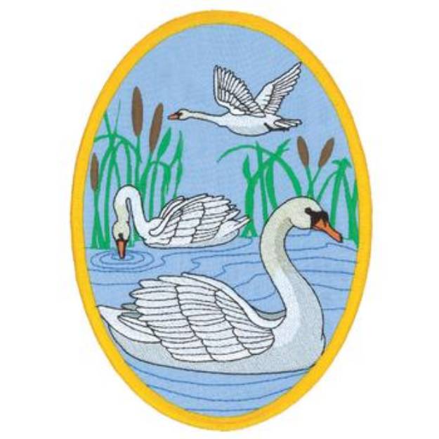 Picture of Three Swans Applique Machine Embroidery Design
