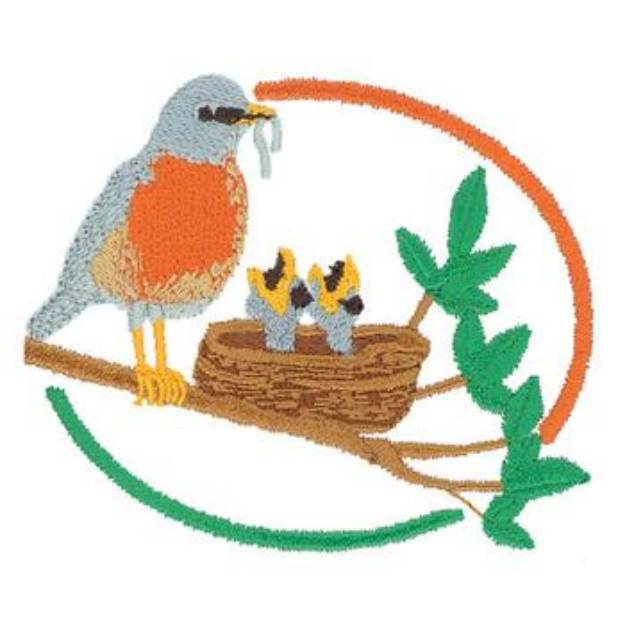 Picture of Birds W/ Nest Machine Embroidery Design