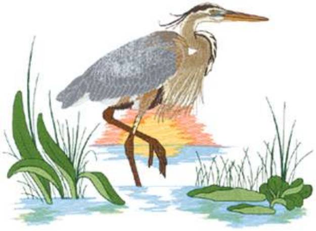 Picture of Large Blue Heron Machine Embroidery Design