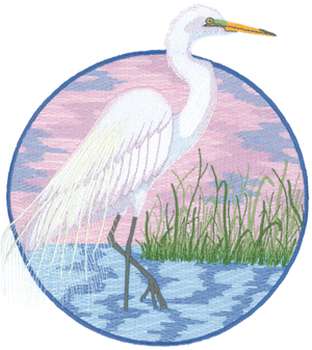 Great White Egret Machine Embroidery Design