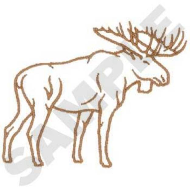 Picture of Moose Outline Machine Embroidery Design