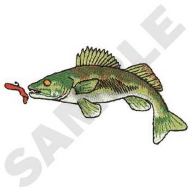 Picture of Walleye with jig Machine Embroidery Design