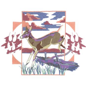 Jumping Doe Machine Embroidery Design