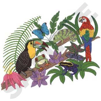 Rainforest Collage Machine Embroidery Design