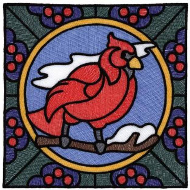 Picture of Stain Glass Cardinal Machine Embroidery Design