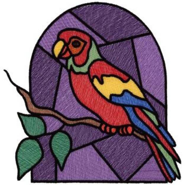 Picture of Stain Glass Parrot Machine Embroidery Design