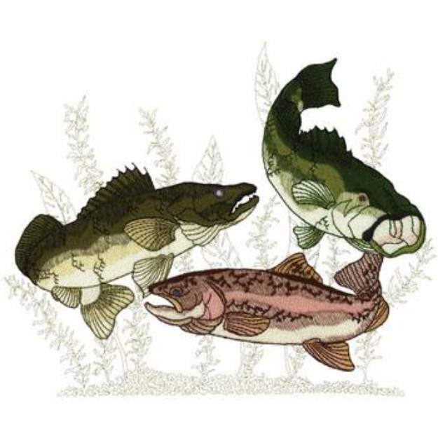 Picture of Game Fish Collage Machine Embroidery Design