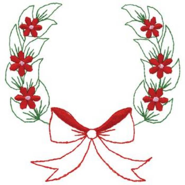 Picture of Wreath  & Bow Outline Machine Embroidery Design