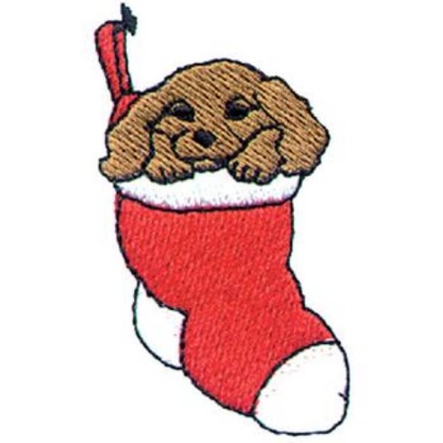 Picture of Puppy & Stocking Machine Embroidery Design