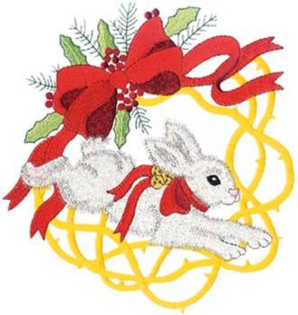 Picture of Large Rabbit & Wreath Machine Embroidery Design