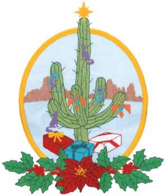 Picture of Christmas Cactus Applique Machine Embroidery Design