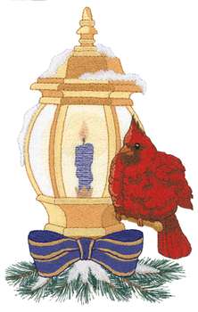 Cardinal & Lamp Machine Embroidery Design