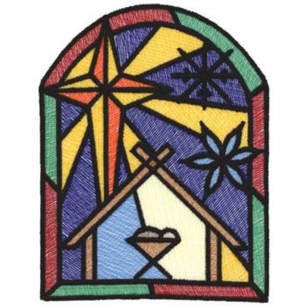 Picture of Stain Glass Manger Machine Embroidery Design