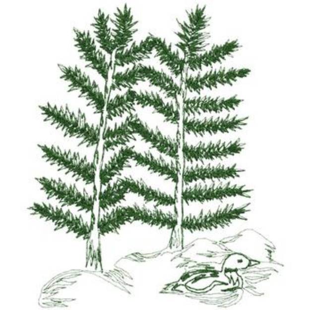 Picture of Evergreen & Duck Machine Embroidery Design