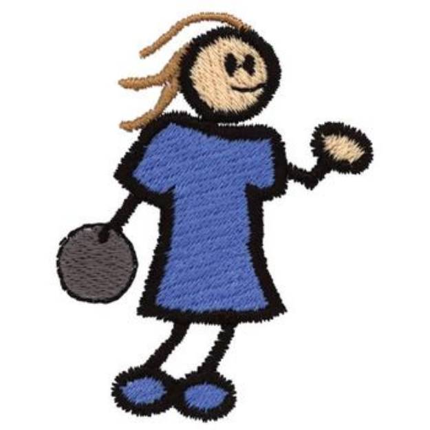 Picture of Girl Bowler Machine Embroidery Design