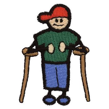 Boy On Crutches Machine Embroidery Design