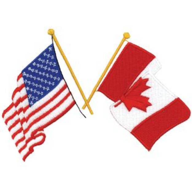 Picture of USA & Canada Flags Machine Embroidery Design
