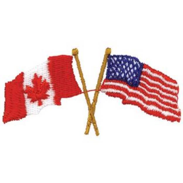 Picture of USA & Canada Flags Machine Embroidery Design