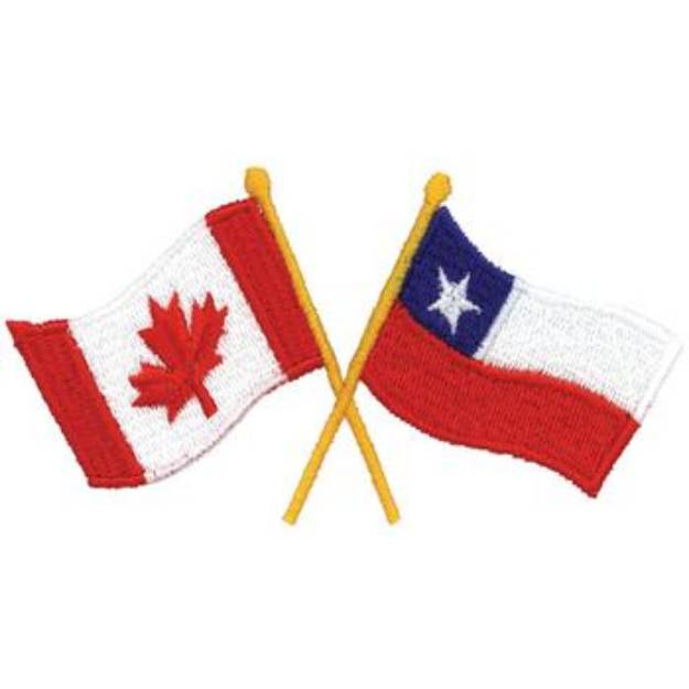 Picture of Canadian & Chile Flags Machine Embroidery Design
