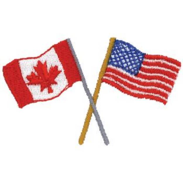 Picture of Canada & USA Flags Machine Embroidery Design