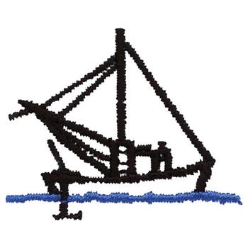 Boat In Water Machine Embroidery Design