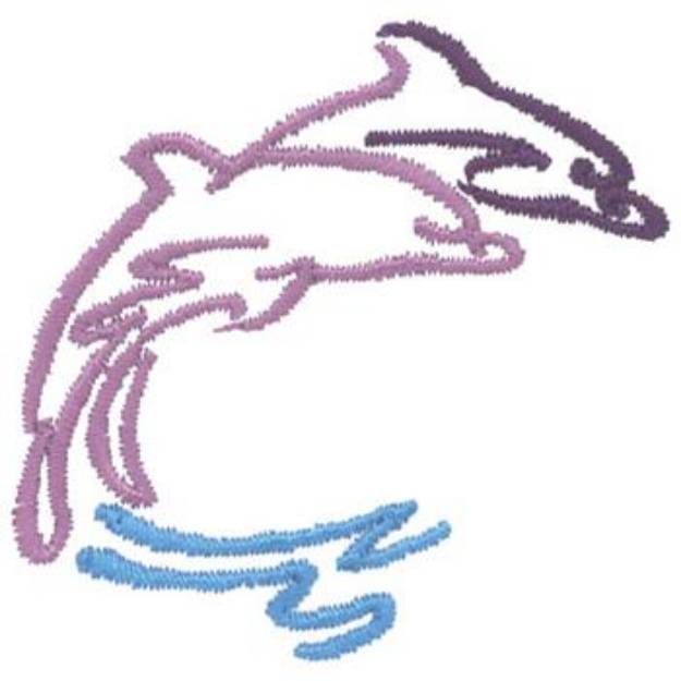 Picture of Two Jumping Dolphins Machine Embroidery Design