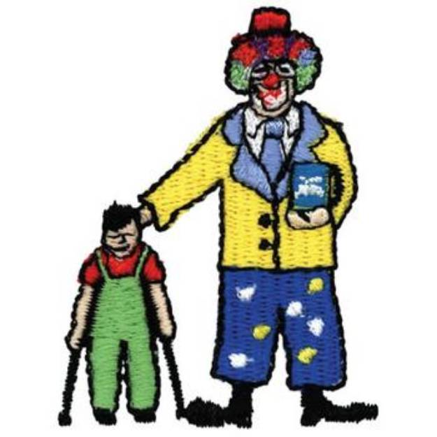 Picture of Child and Clown Machine Embroidery Design