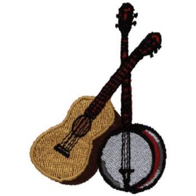 Picture of Guitar & Banjo Machine Embroidery Design