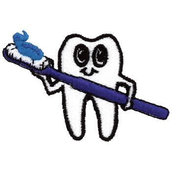 Tooth with Brush Machine Embroidery Design