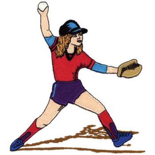 Picture of Softball Player Machine Embroidery Design