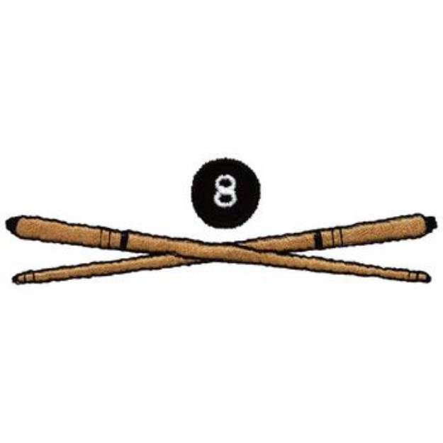 Picture of 8 Ball and Cues Machine Embroidery Design