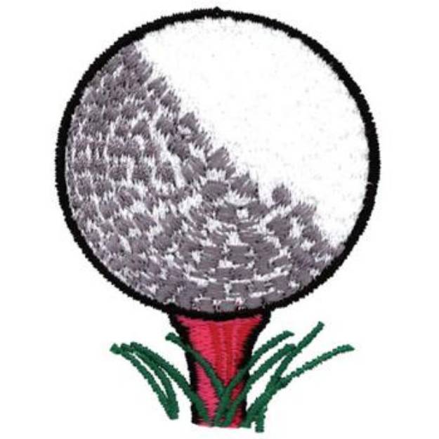 Picture of Golf Ball on Tee Machine Embroidery Design