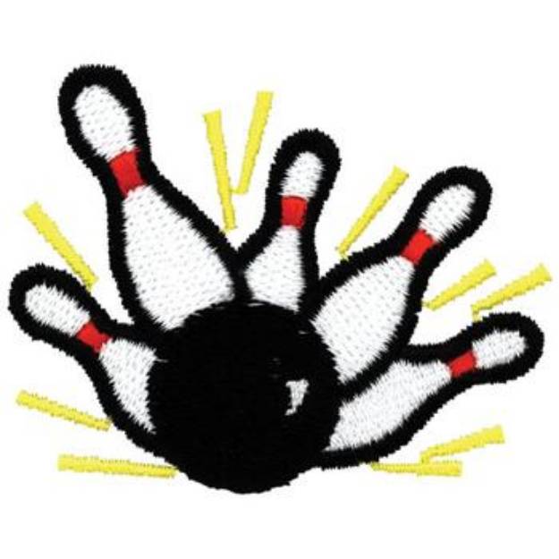 Picture of Bowling Pins & Ball Machine Embroidery Design