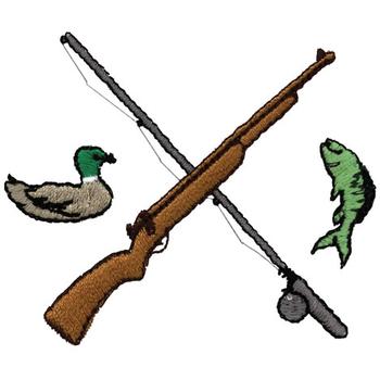 Hunting & Fishing Logo Machine Embroidery Design