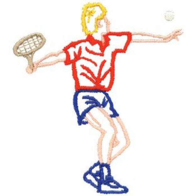 Picture of Tennis Player Outline Machine Embroidery Design